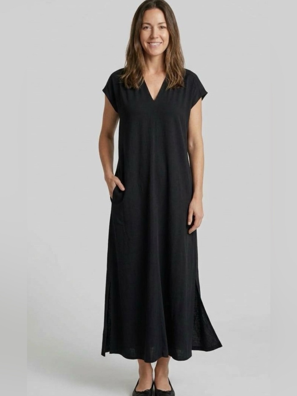 Sabina Musayev Black V-Neck Maxi Dress. Flowy. Comfortable. Minimalist.